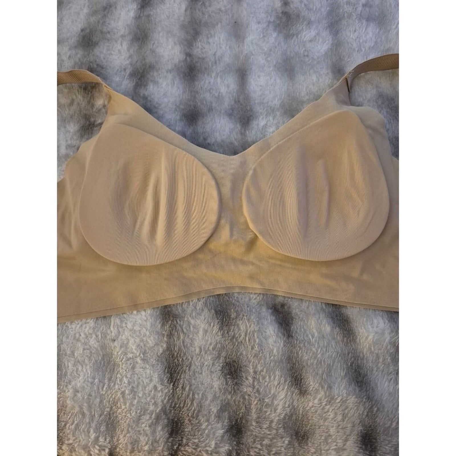 Seamless Beige Wireless Bra With Adjustable Straps & Back Closure