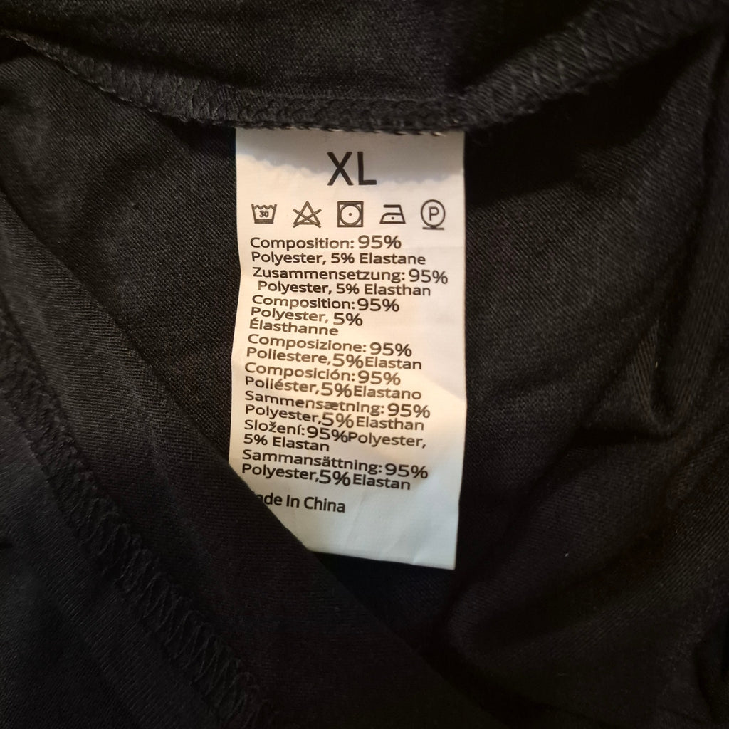 Women’s Black Short-Sleeve Top with O-Ring Keyhole Detail – Size XL