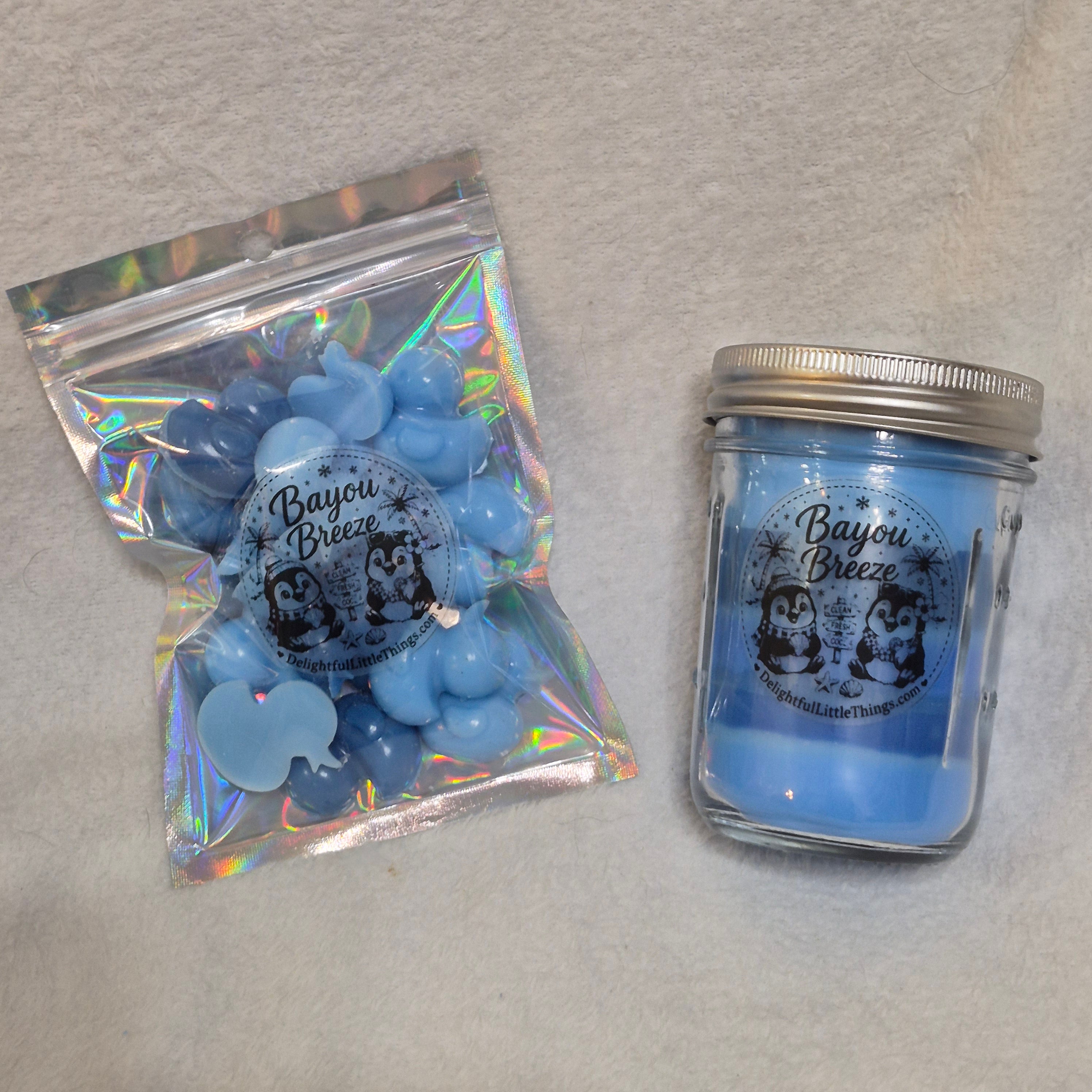 Bayou Breeze Scented Soy Wax Melts & Jar Candle Set – Cute Duck Shaped Wax Melts, Hand Poured Wood Wick Candle