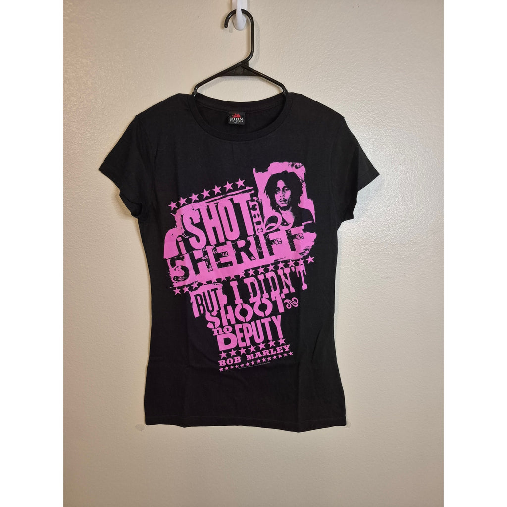 Bob Marley Zion Rootswear "I Shot The Sheriff" T-Shirt - Black/Pink - Size 1X