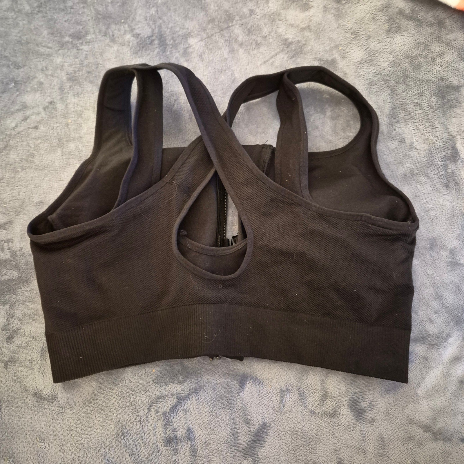 Avia Women's Zip-Front Sports Bra Size XL - Black Strappy Back High Impact