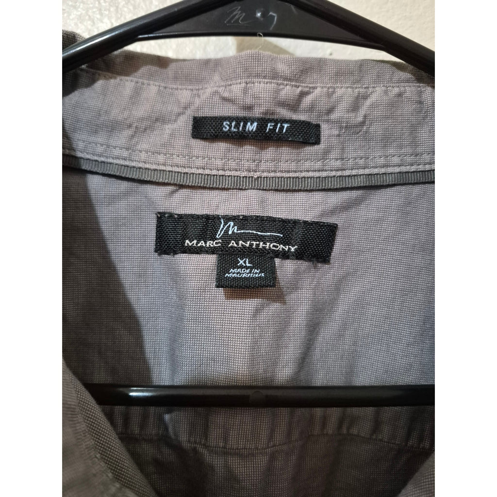 Marc Anthony Slim Fit Gray Long Sleeve Button Down Shirt Men's XL