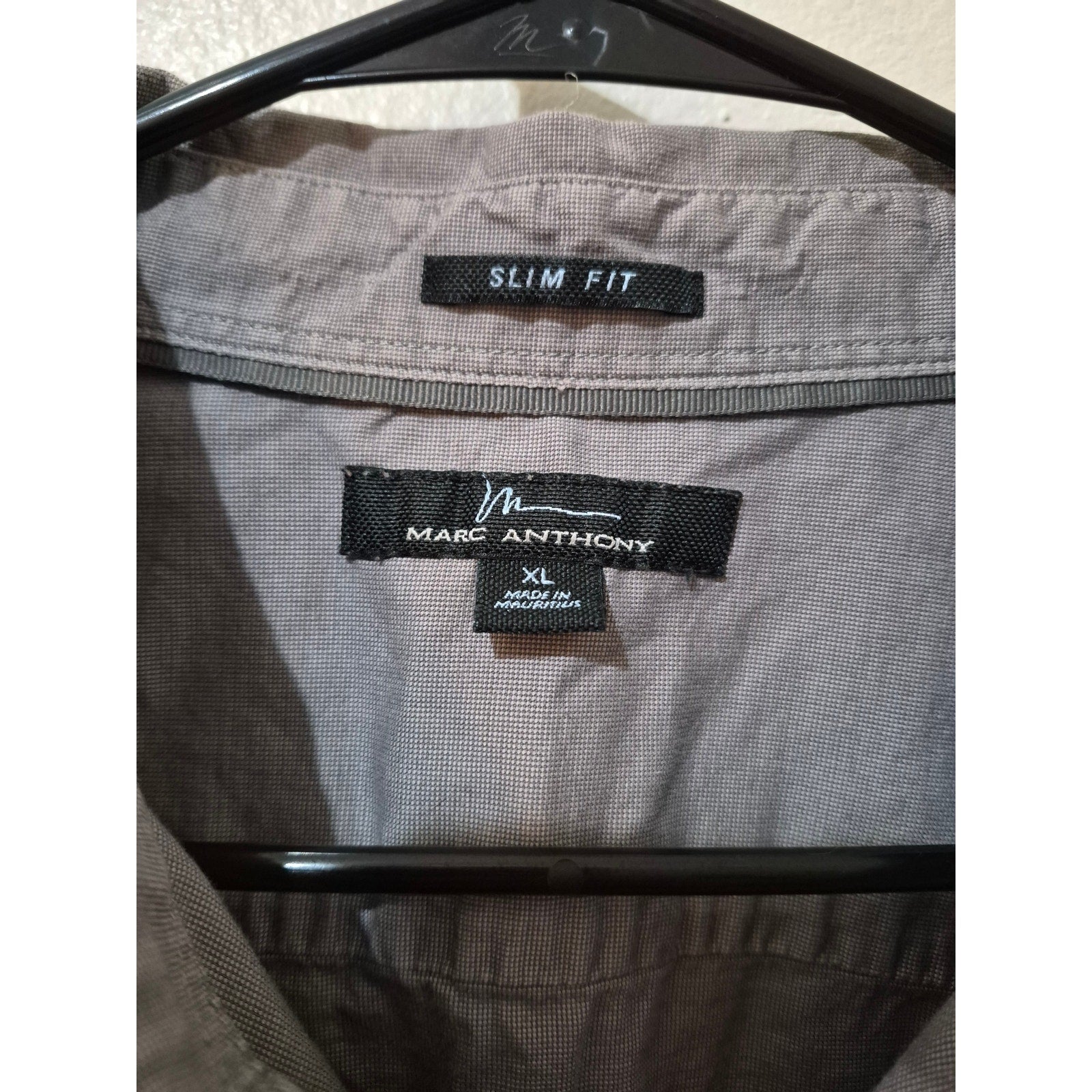 Marc Anthony Slim Fit Gray Long Sleeve Button Down Shirt Men's XL