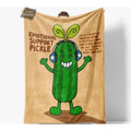 Emotional Support Pickle Fleece Blanket  Cozy Throw Blanket With Funny Pickle Ch