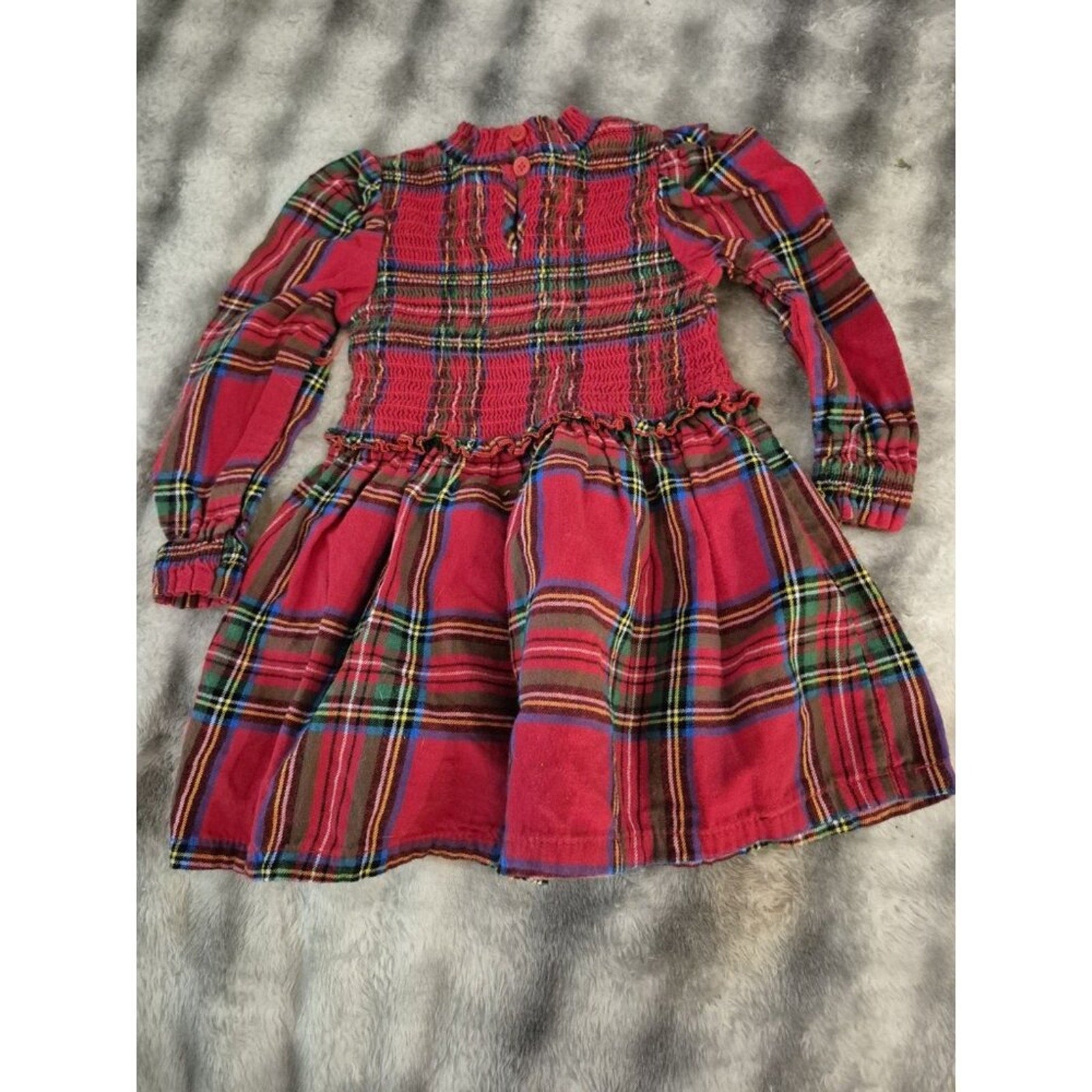 Girls Plaid Long Sleeve Dress, Size 12M