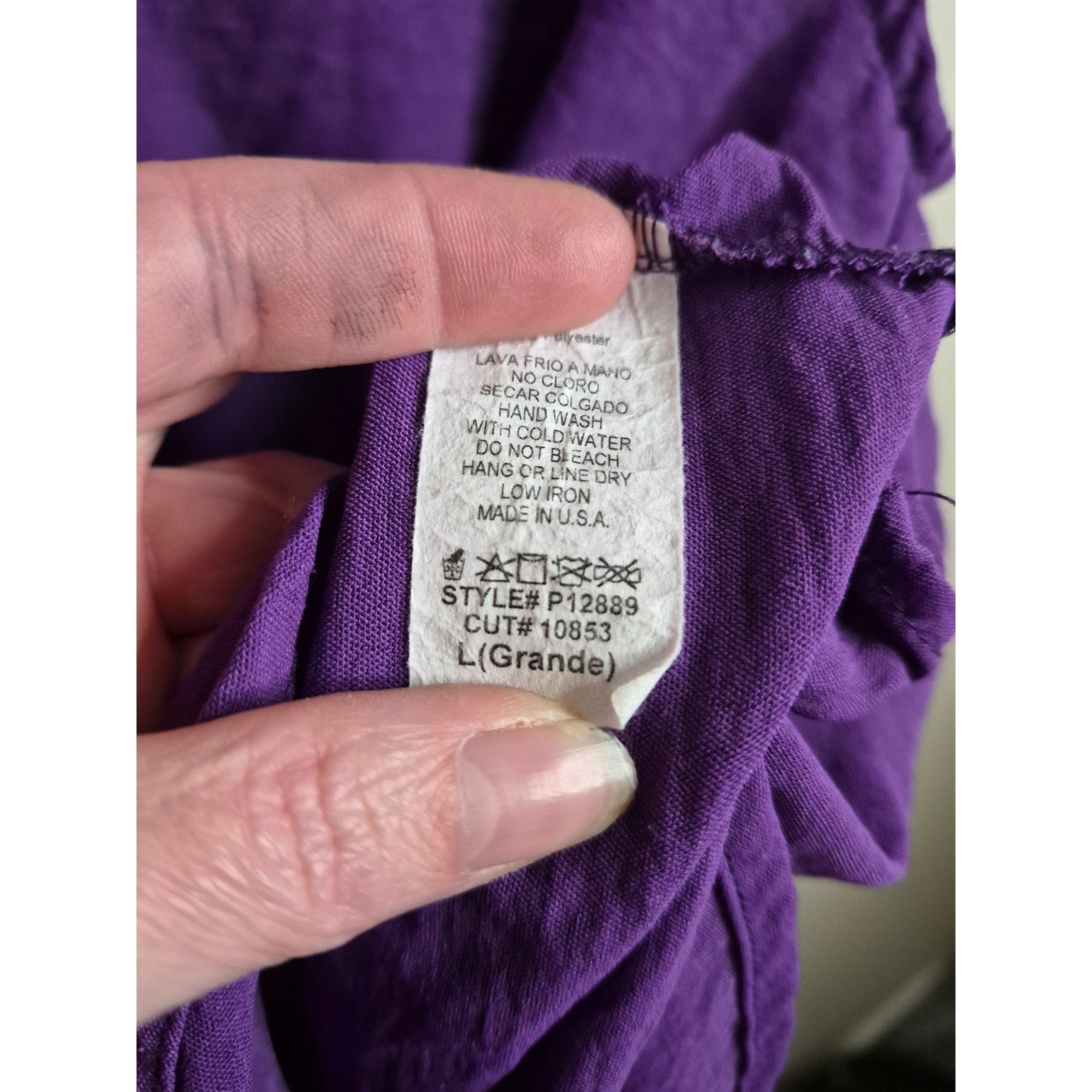 JODIFL Purple V-Neck Cap Sleeve High-Low Blouse - Size Large - Made in USA