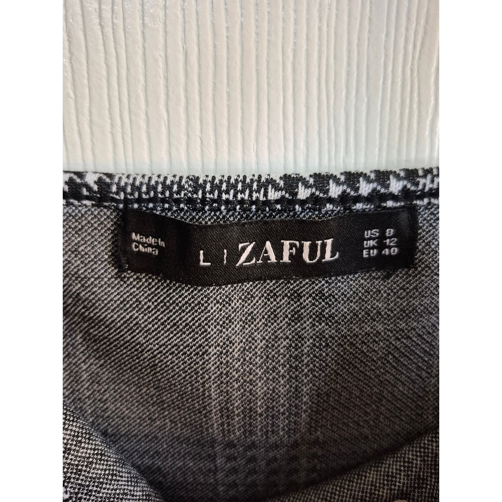Zaful Black & White Plaid Bodycon Mini Dress - Size L (8) - 90s Aesthetic