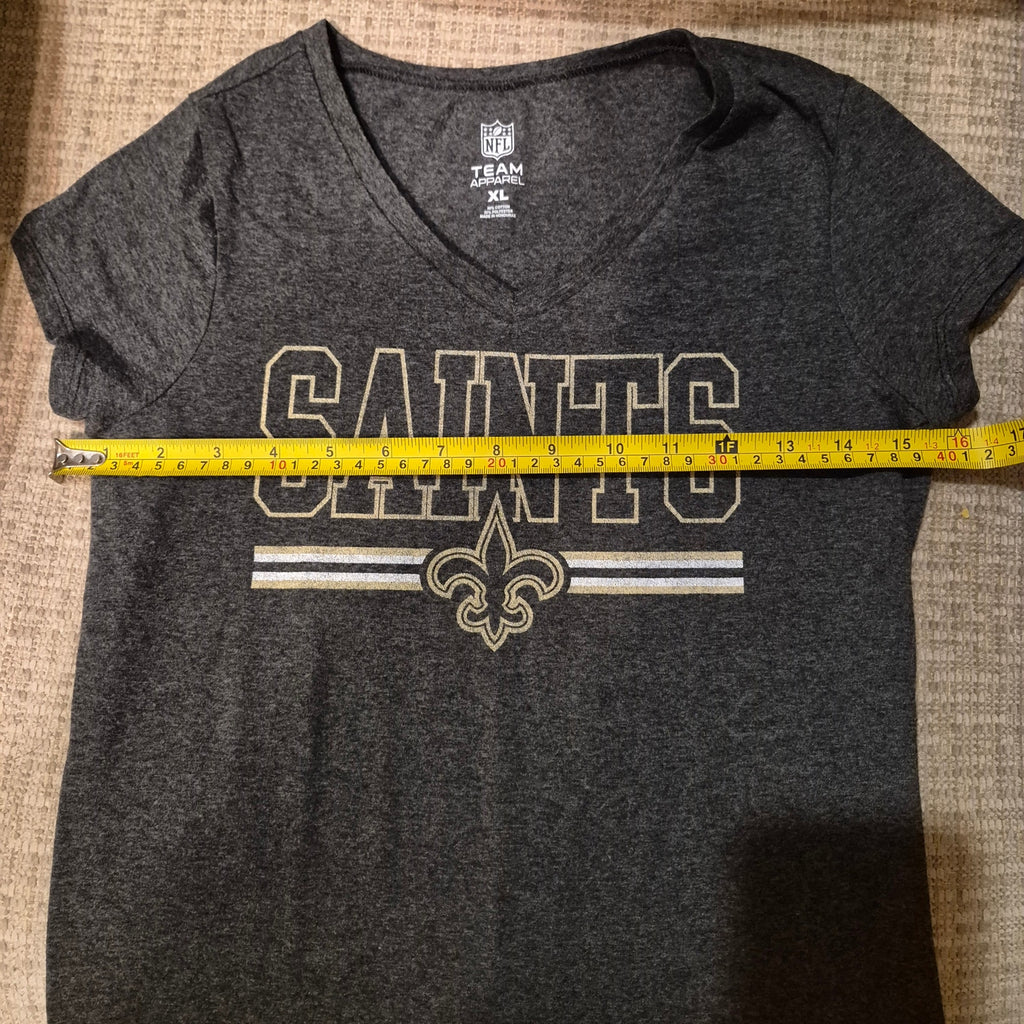 NFL Team Apparel New Orleans Saints Women's V-Neck T-Shirt – Dark Gray Heather