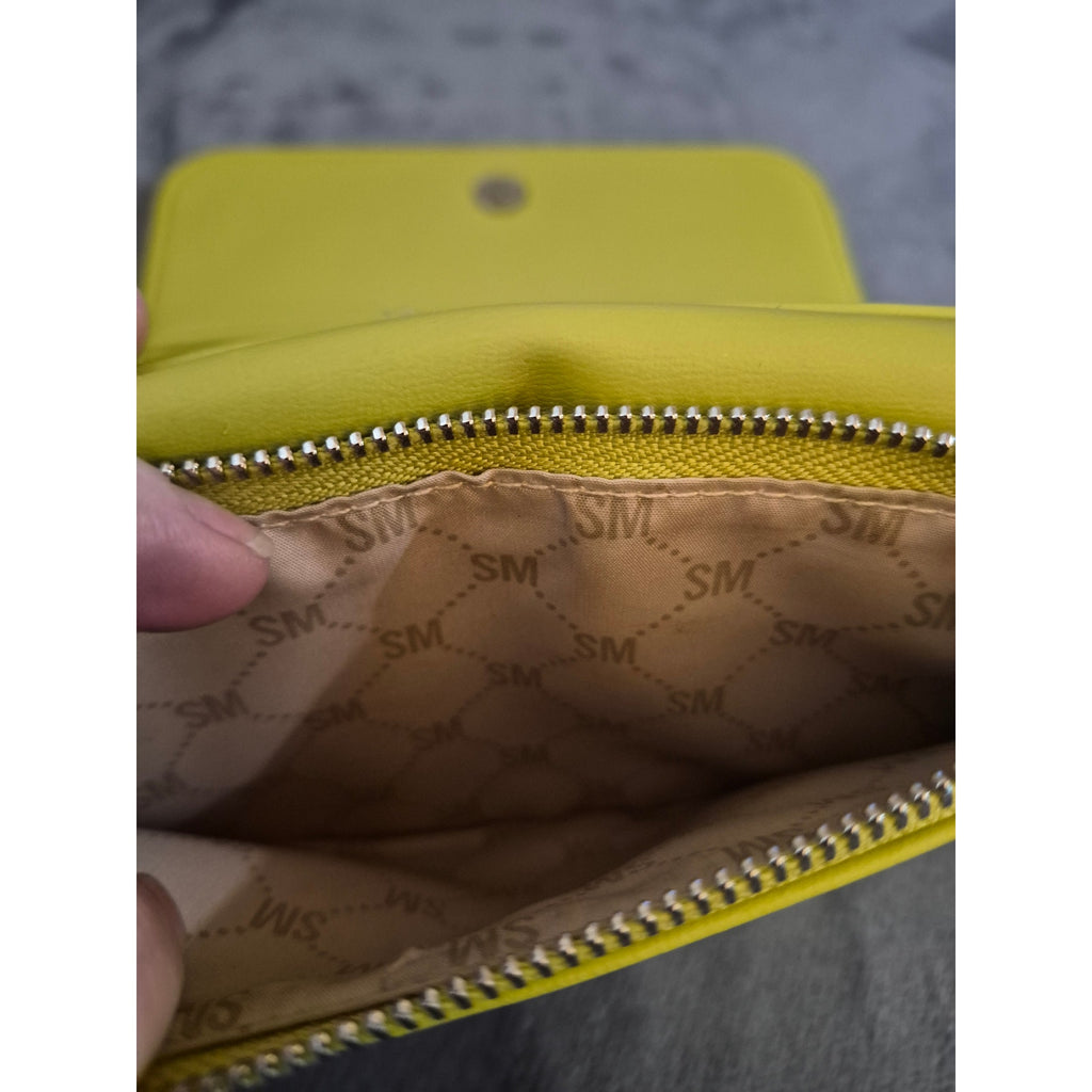 Steve Madden Neon Yellow Logo Flap Wallet