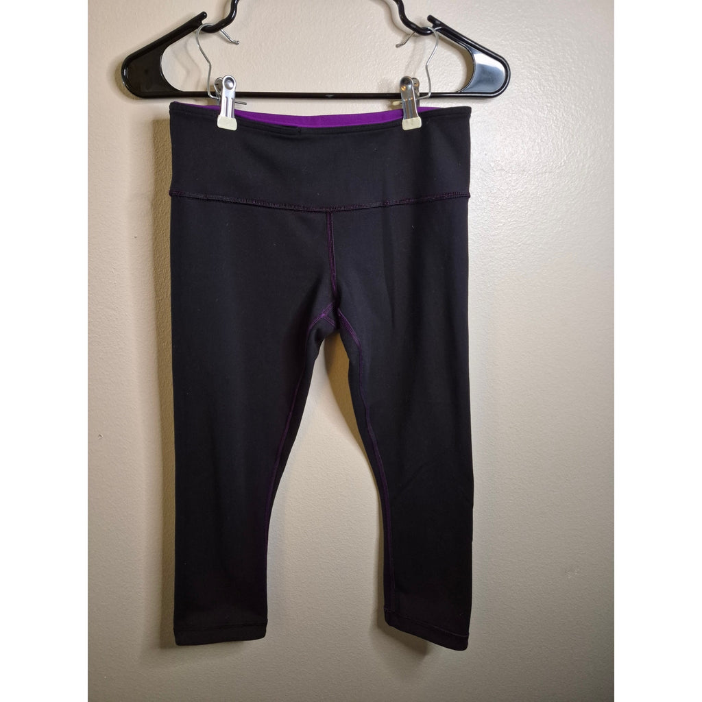 Lululemon Wunder Under Crop Reversible Black Ultra Violet Purple Size 6