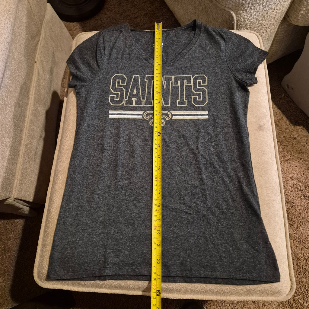 NFL Team Apparel New Orleans Saints Women's V-Neck T-Shirt – Dark Gray Heather
