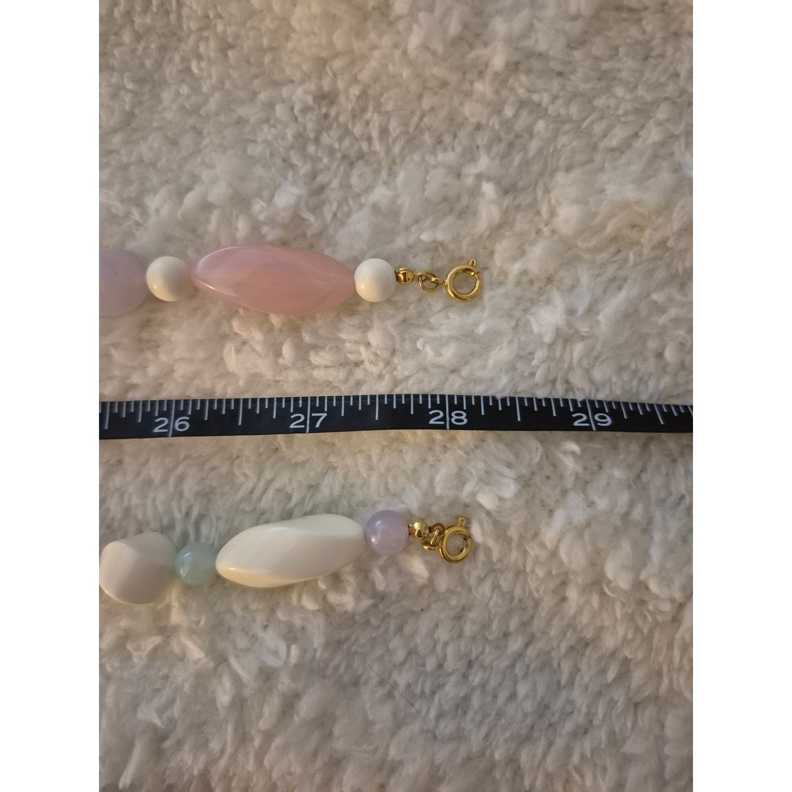 Vintage 80s Pastel Lucite Bead Necklace & Clip-On Earring Set • 3pc Lot
