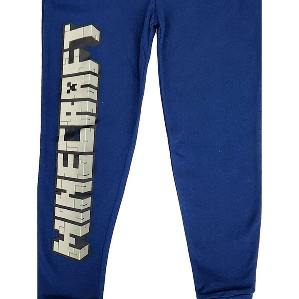 Marvel Boys Blue Minecraft 2 Pocket Elastic Waist Jogger Sweats Pants L 10-12