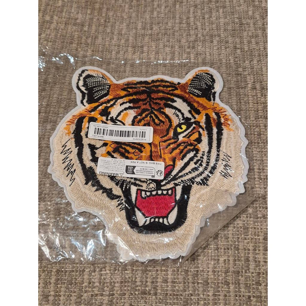 Large Roaring Tiger Head Embroidered Patch - Iron-On/Sew-On Applique for Jackets