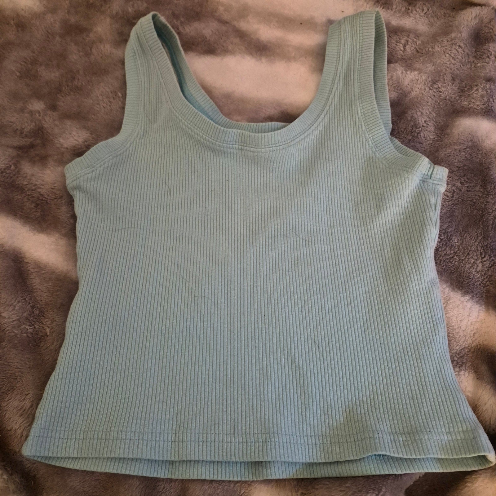 Vintage 90s Nike Grey Tag Ribbed Crop Tank Top Center Swoosh Light Blue Youth L / Women XS