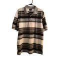 Men’s Red Ape Striped Polo Shirt - Size Large - Black, Gray, and White
