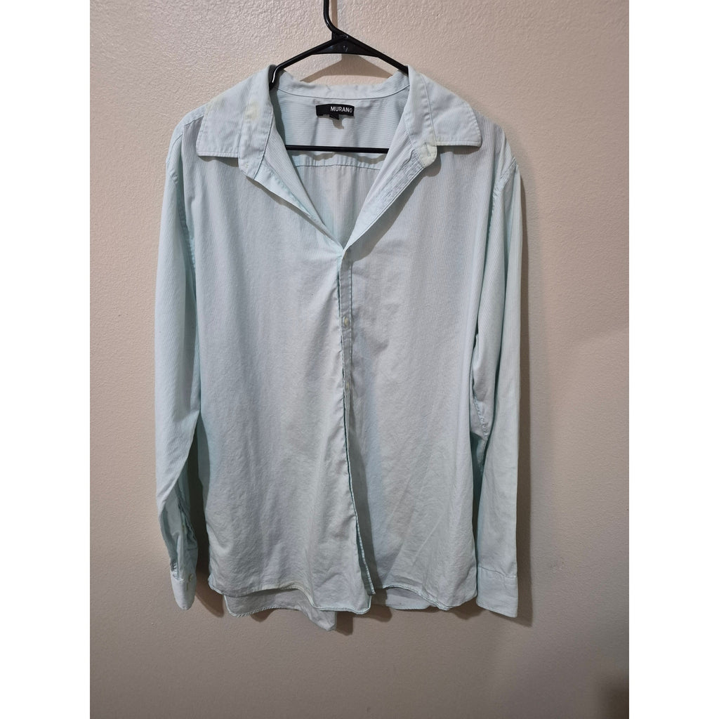 Murano Mens XL Long Sleeve Button Down Shirt Mint Green Textured Pastel