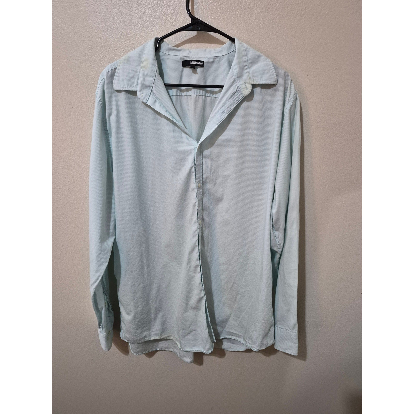 Murano Mens XL Long Sleeve Button Down Shirt Mint Green Textured Pastel