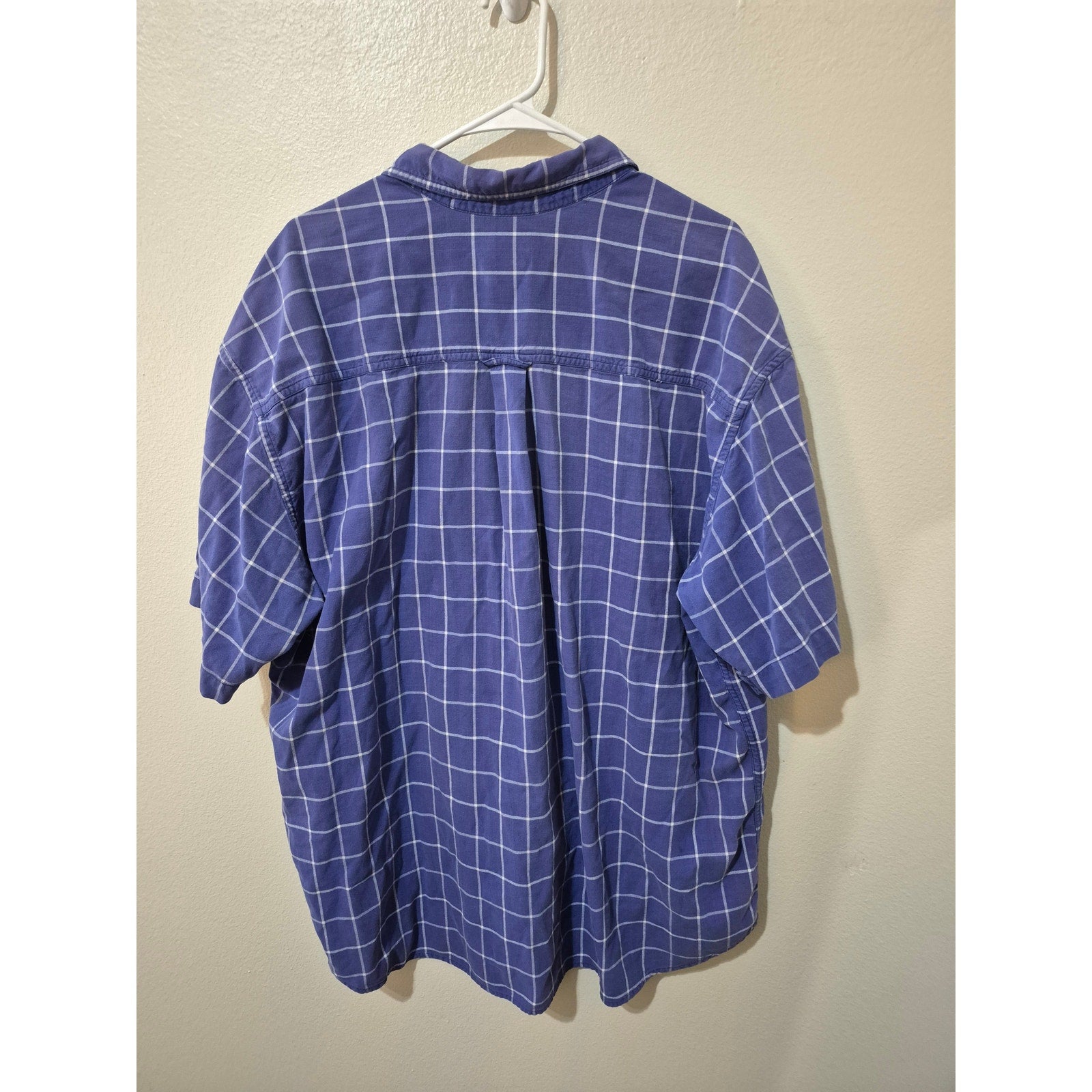 Catalina Men's 2XL Short Sleeve Button Down Shirt - Blue Plaid 100% Cotton