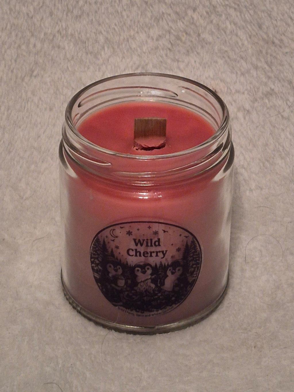 "Hand-poured Wild Cherry scented candle 9oz with rich ripe cherry fragrance by Delightful Homemade Things"
