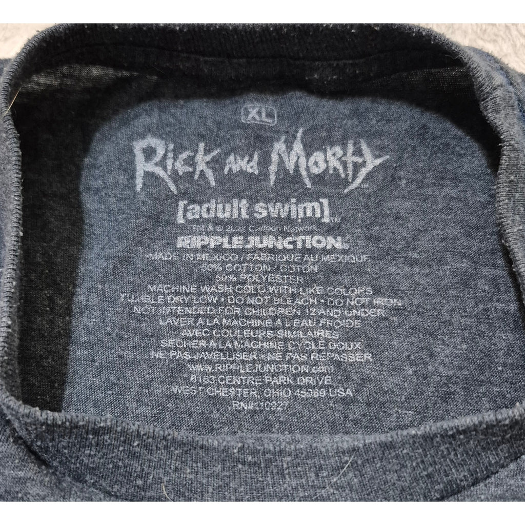 Rick and Morty Adult Swim Graphic T-Shirt Ripple Junction Charcoal Heather XL