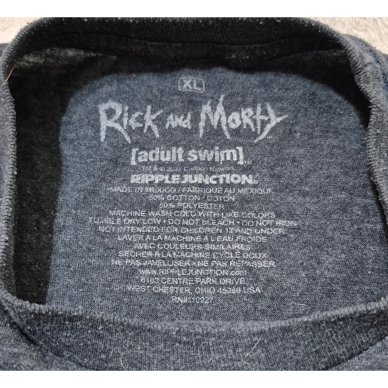 Rick and Morty Adult Swim Graphic T-Shirt Ripple Junction Charcoal Heather XL