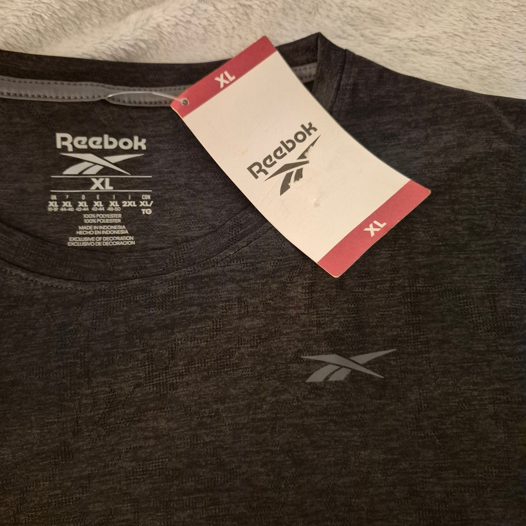 Reebok Men's XL Performance T-Shirt NWT Charcoal Dark Grey/Black Short Sleeve Workout