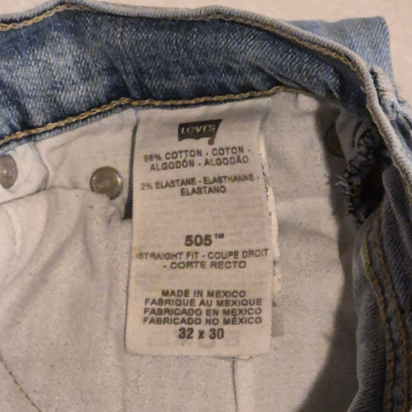 Levi’s 505 Regular Fit Straight Leg Jeans Mens 32x30 Light Wash Blue Denim