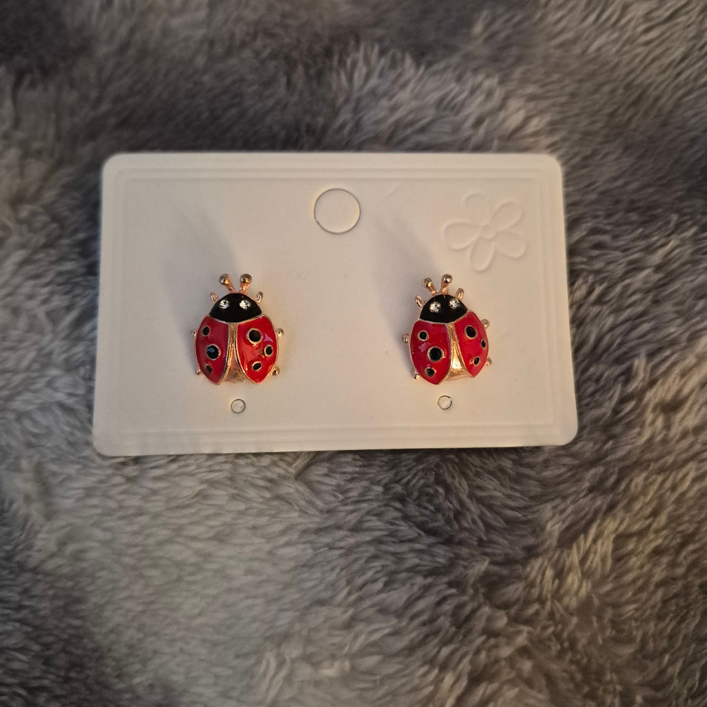 Ladybug Earrings, stem