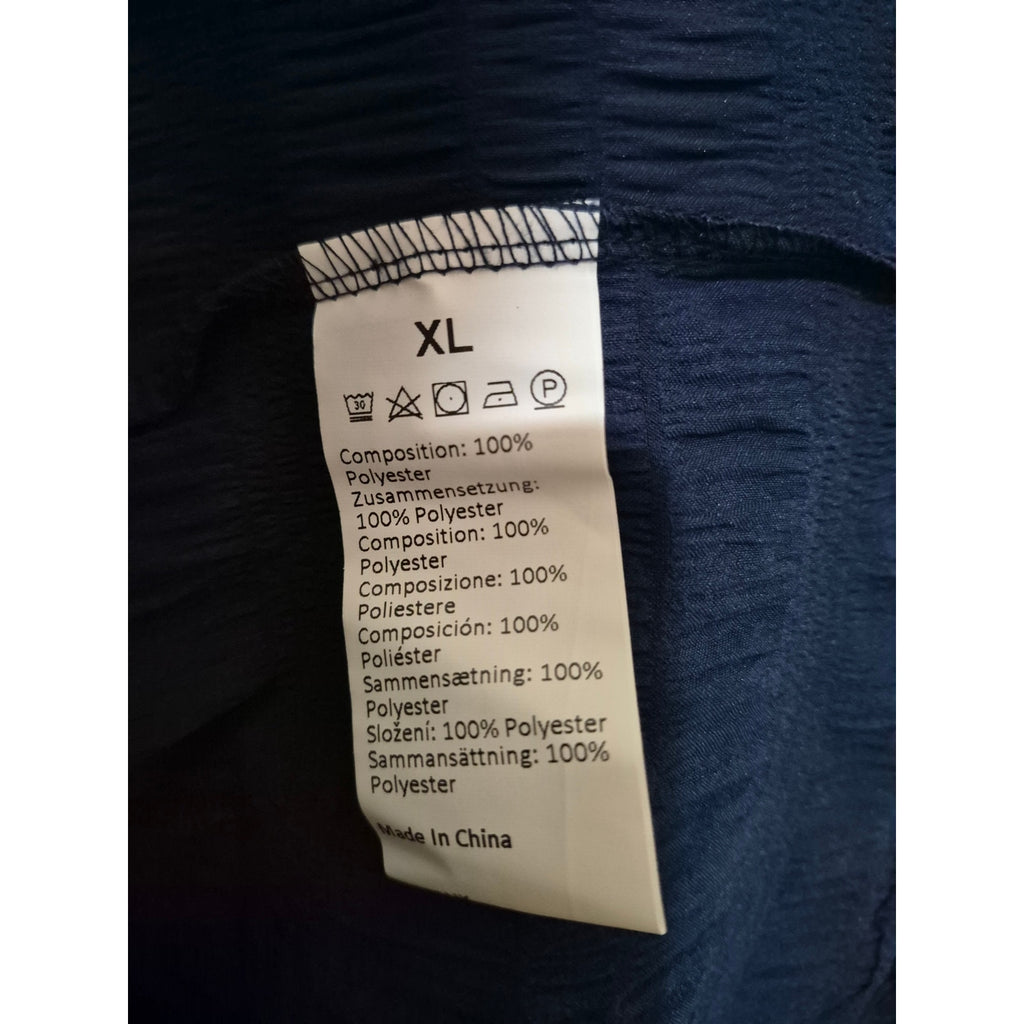 Navy Blue Smocked Tiered Midi Dress - Size XL