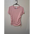 No Boundaries Ribbed Ruched Side Drawstring Tee - Dusty Rose - Large