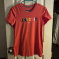 Nike Dri-FIT Cotton Tee "Just Do It" Graphic T-Shirt Pink Coral Women's Size S
