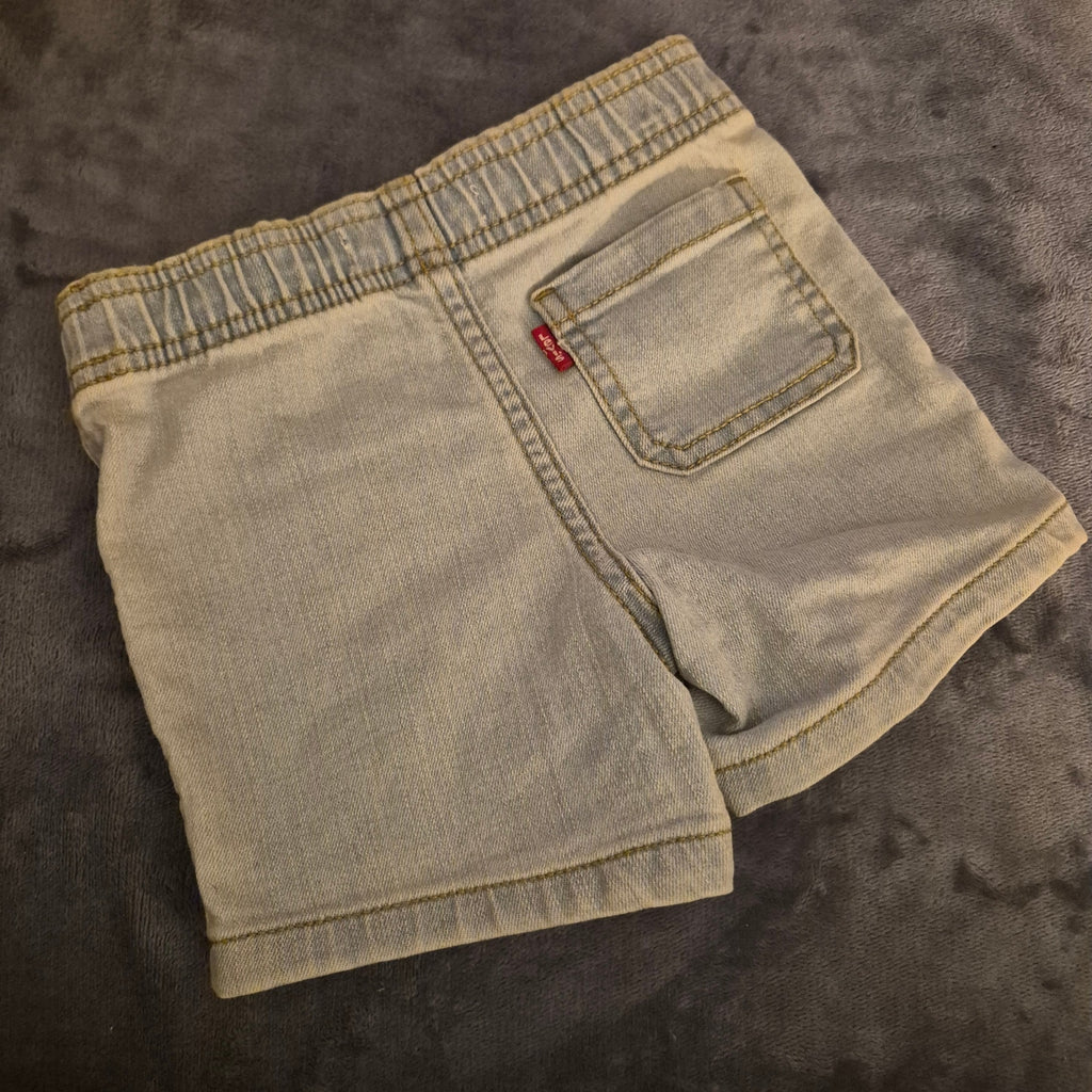 Levi's Baby 12M Light Wash Denim Pull On Shorts Drawstring Elastic Waist NWOT