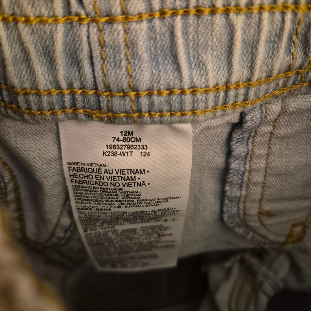 Levi's Baby 12M Light Wash Denim Pull On Shorts Drawstring Elastic Waist NWOT