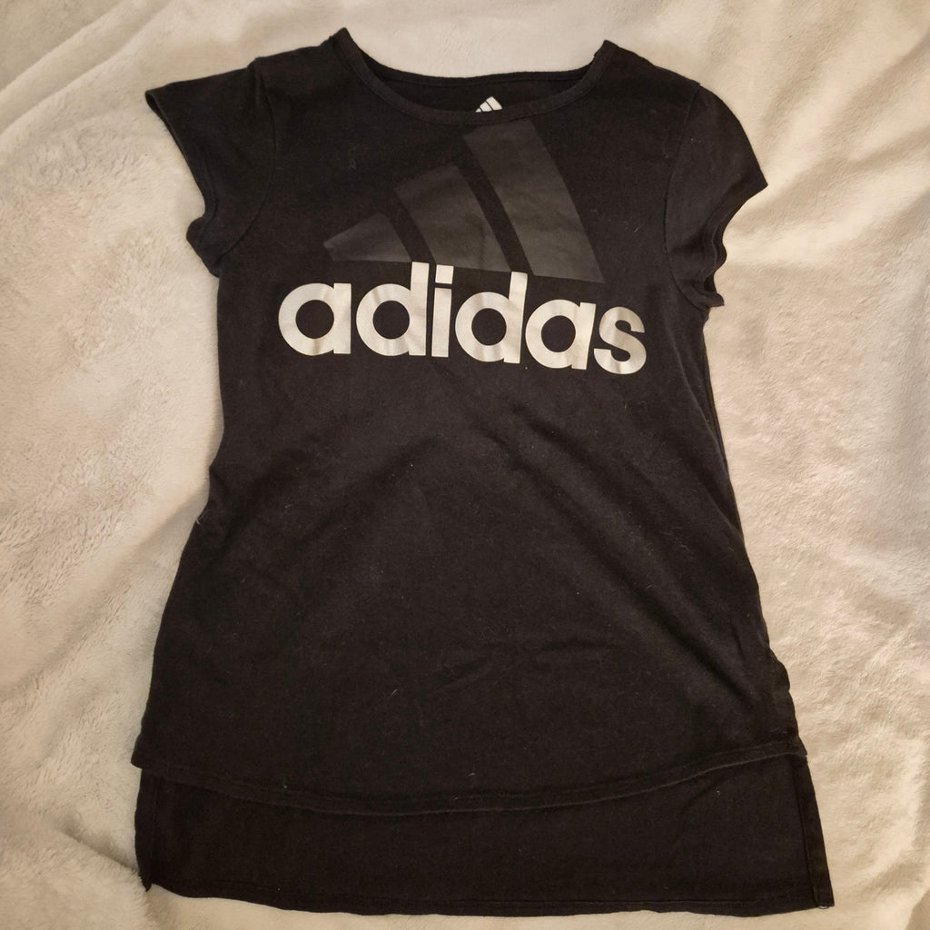 Adidas Girls Black Big Logo Graphic T-Shirt Size L (14)