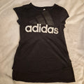 Adidas Girls Black Big Logo Graphic T-Shirt Size L (14)