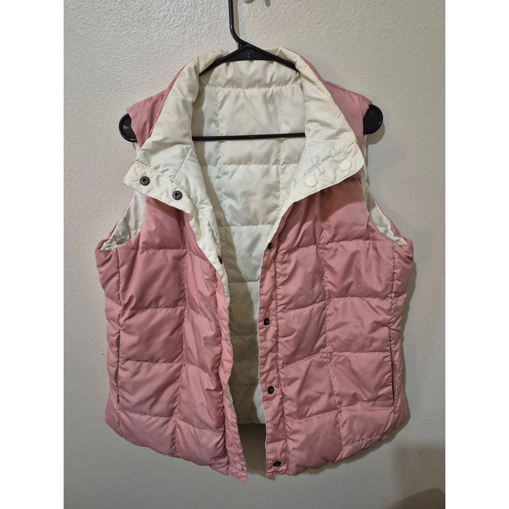 : L.L. Bean Reversible Quilted Puffer Vest - Cream & Dusty Rose Pink