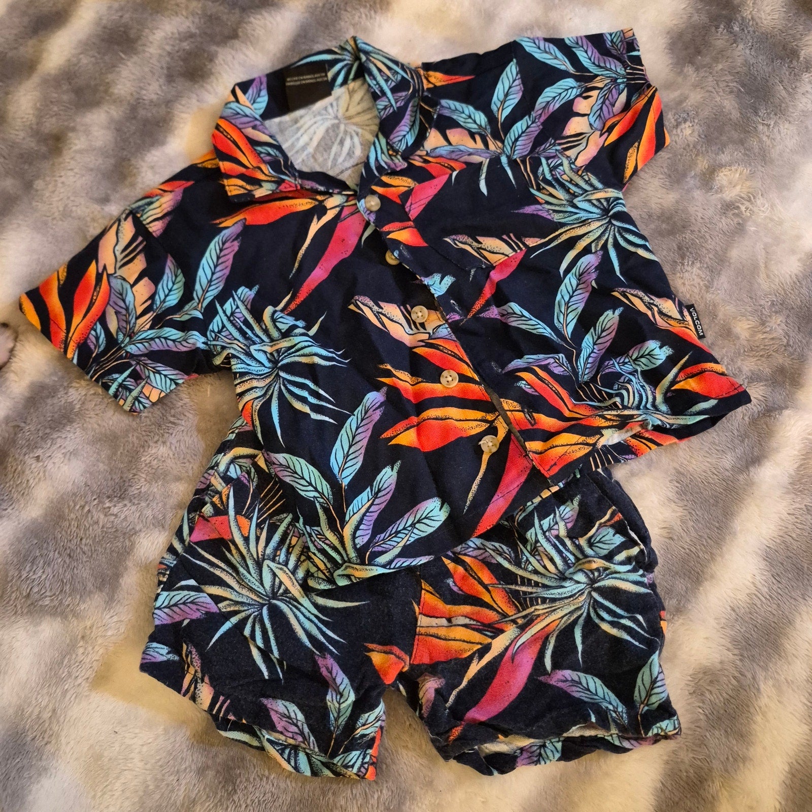 Volcom Toddler Boys 2-Piece Tropical Floral Shirt & Shorts Set - Size 24M