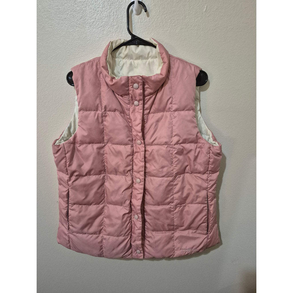 : L.L. Bean Reversible Quilted Puffer Vest - Cream & Dusty Rose Pink