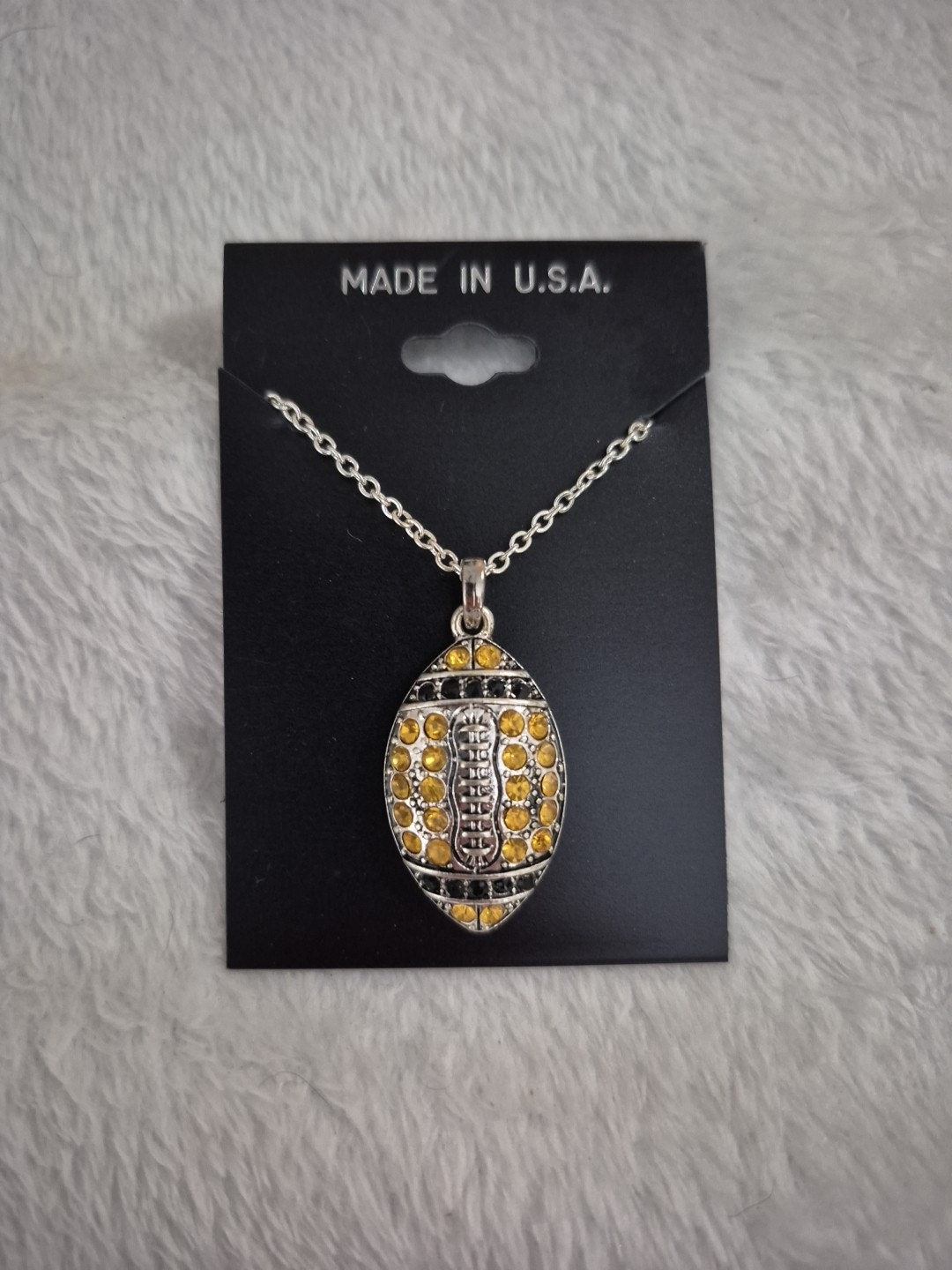 Black And Gold Football Necklace