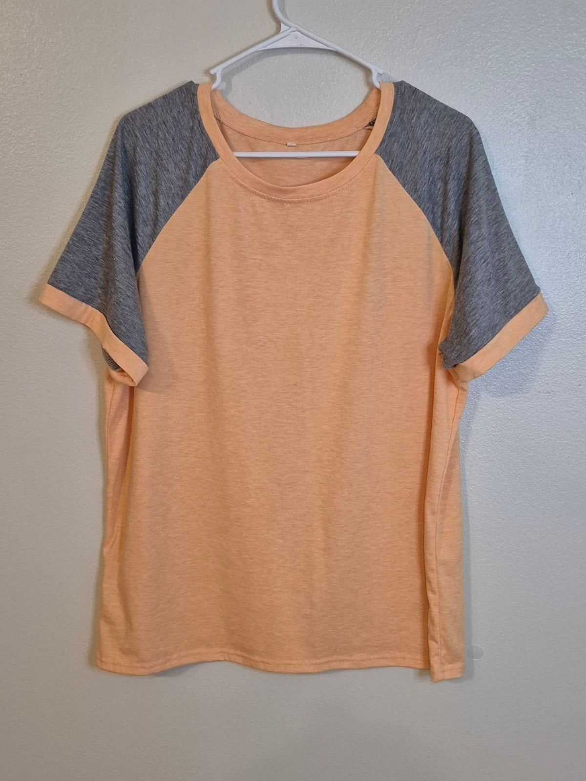 Peach & Gray Raglan Short Sleeve T-Shirt XXL Casual Lightweight Tee