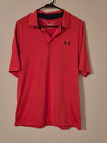Under Armour The Playoff Polo Shirt Men's Large Coral Red Short Sleeve Golf
