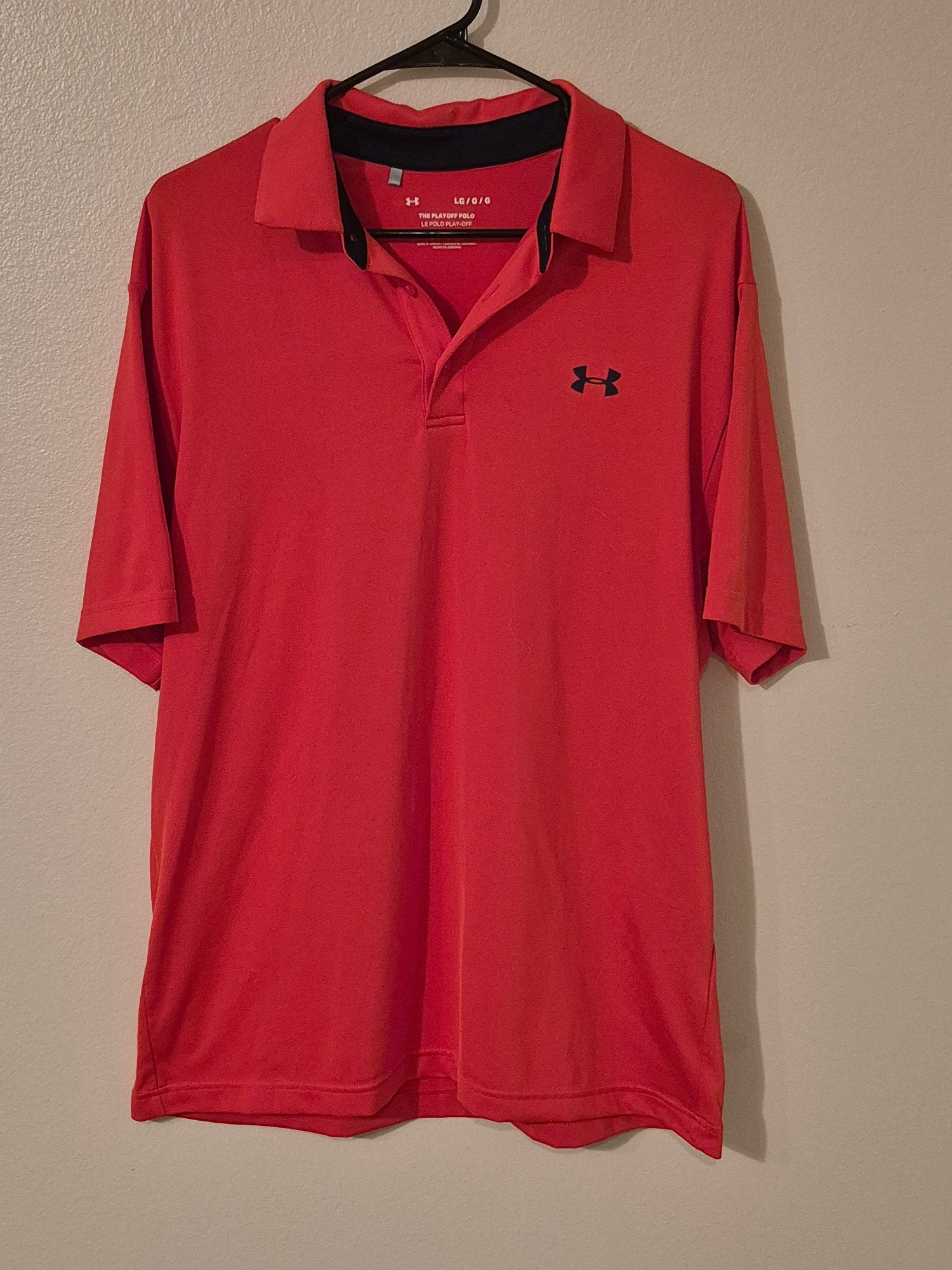 Under Armour The Playoff Polo Shirt Men's Large Coral Red Short Sleeve Golf