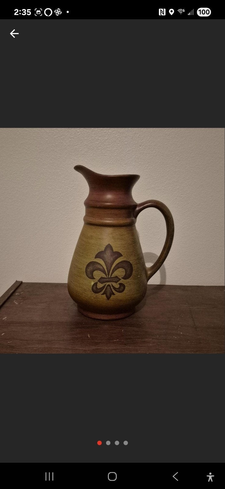 Decorative Pitcher Brown with Fleur De Lis