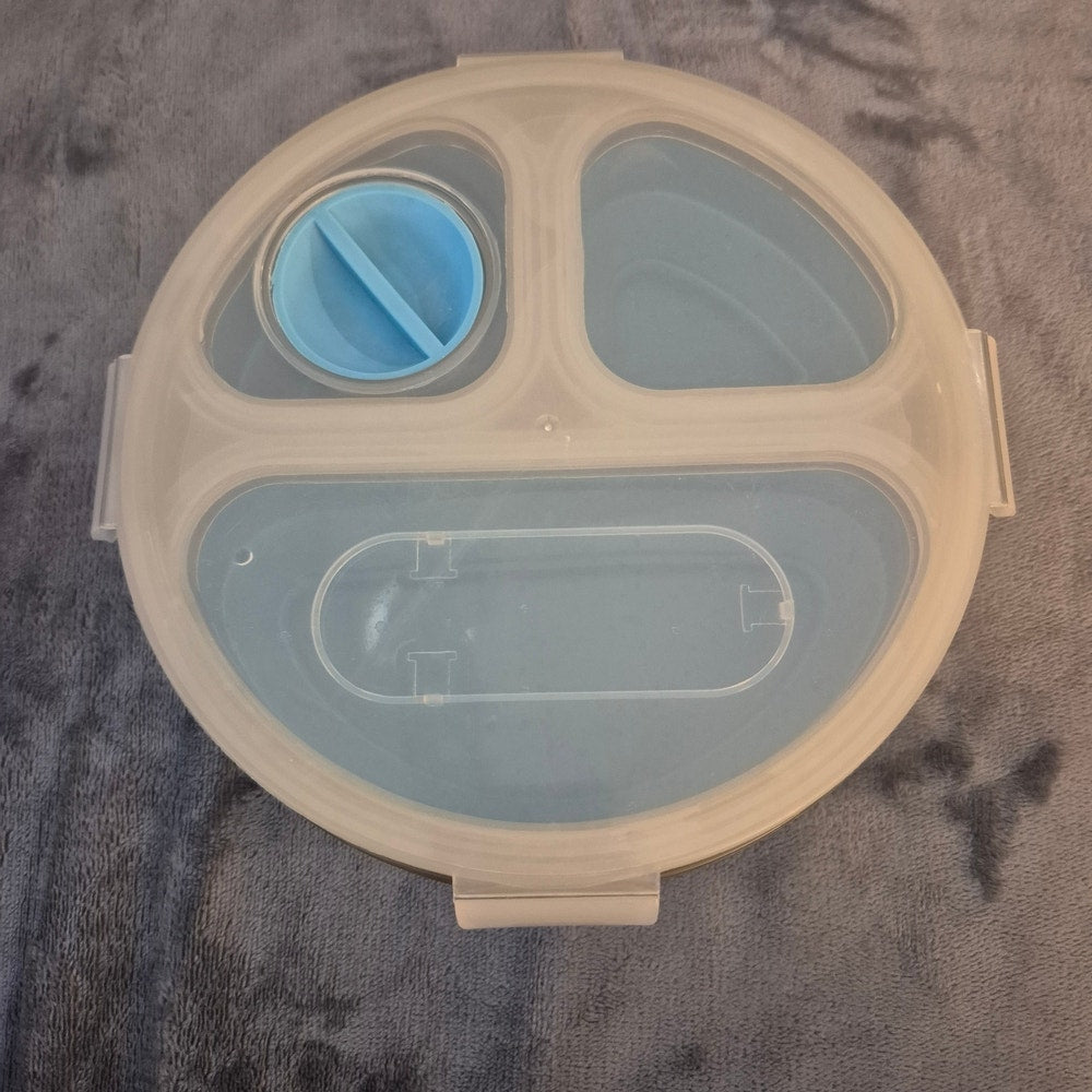 Round Blue and Clear Food Storage Container