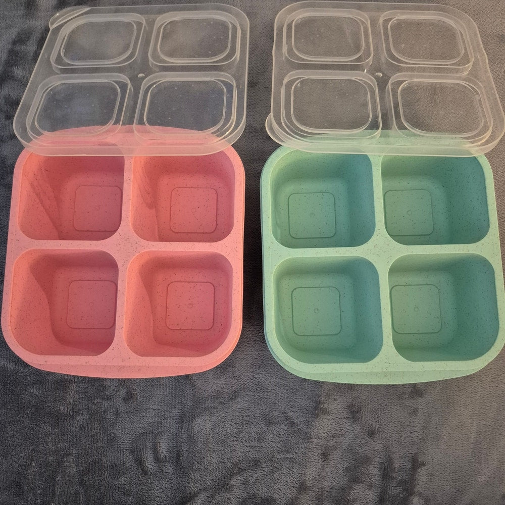 Square Food Storage Containers - Pink and Green