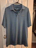 NWOT Under Armour The Playoff Polo Mens Large Teal Blue Striped Golf NEW