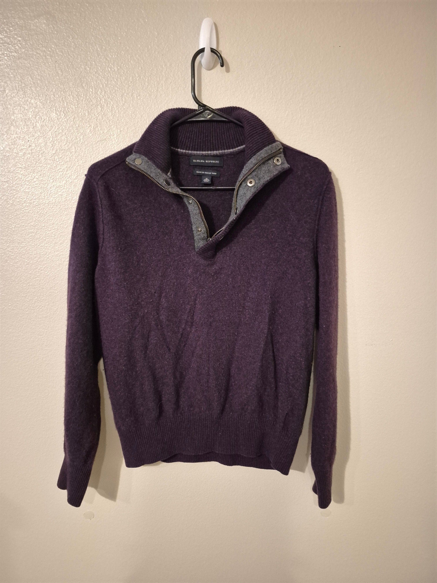 Banana Republic Men's Italian Yarn Snap-Neck Pullover