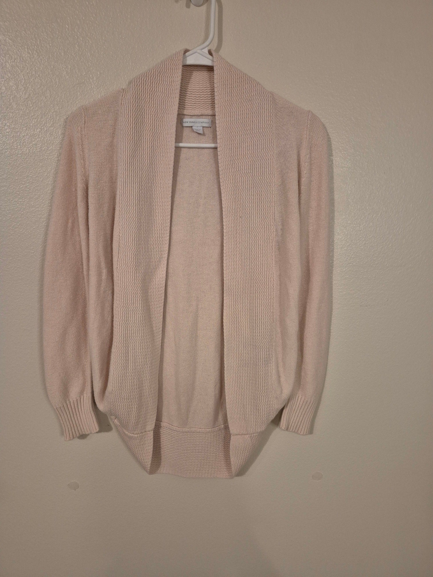 New York & Company Cream Cocoon Cardigan Shawl Collar S