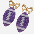 Purple, Gold And White Football Earrings